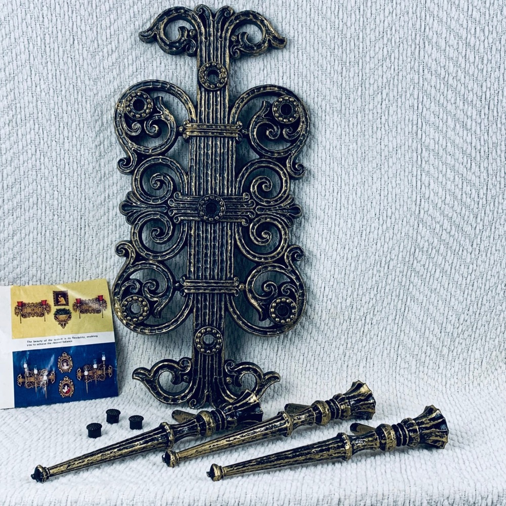 Dart Homco Wall Sconce Decor‎ Gold Hollywood Regency Goth Candelabra Candle 4193